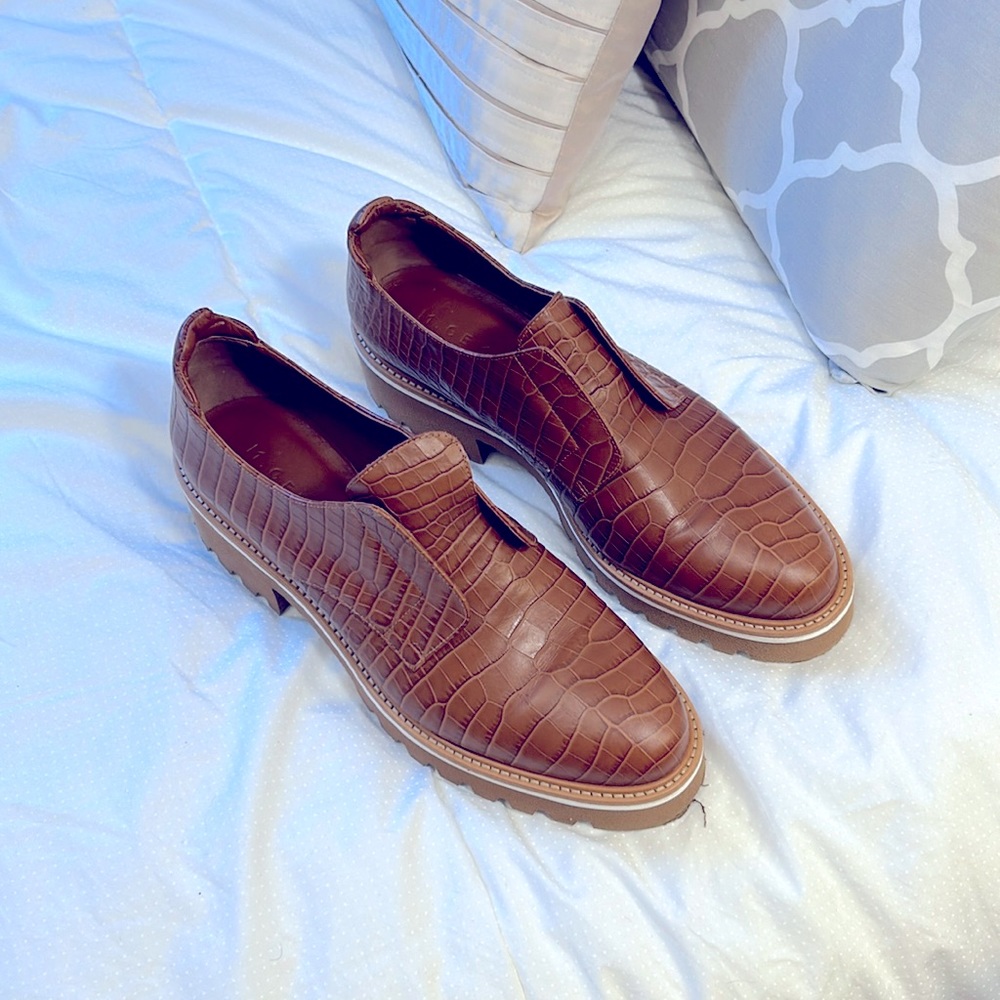 M. Gemi Croc Print Slip On Oxfords